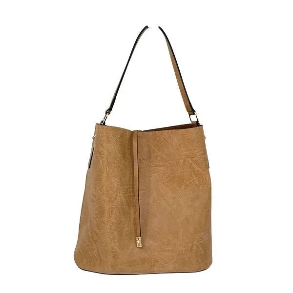 Unbranded Hobo Bag Set Womens OS Tan Boho Vegan Leather Textured 2-Piece‎ Tote - Image 3