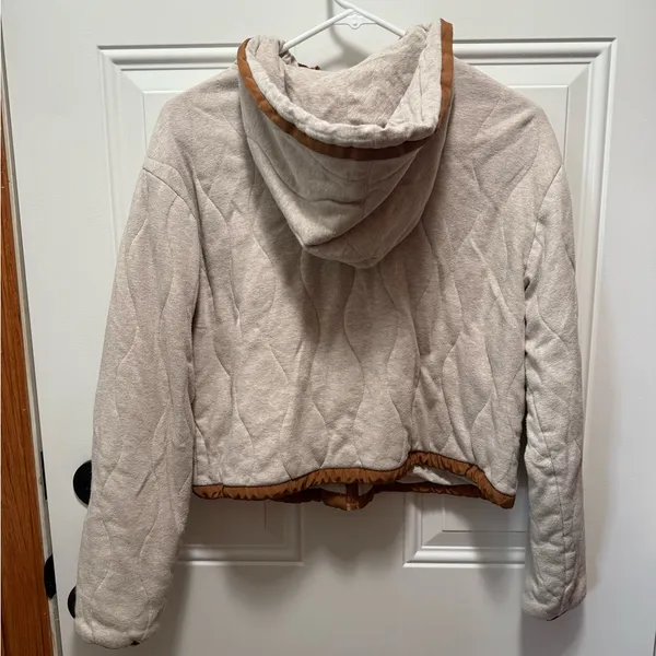 Spiritual Gangster Quilted Jacket Cream Tan 100% Cotton XS - Image 4