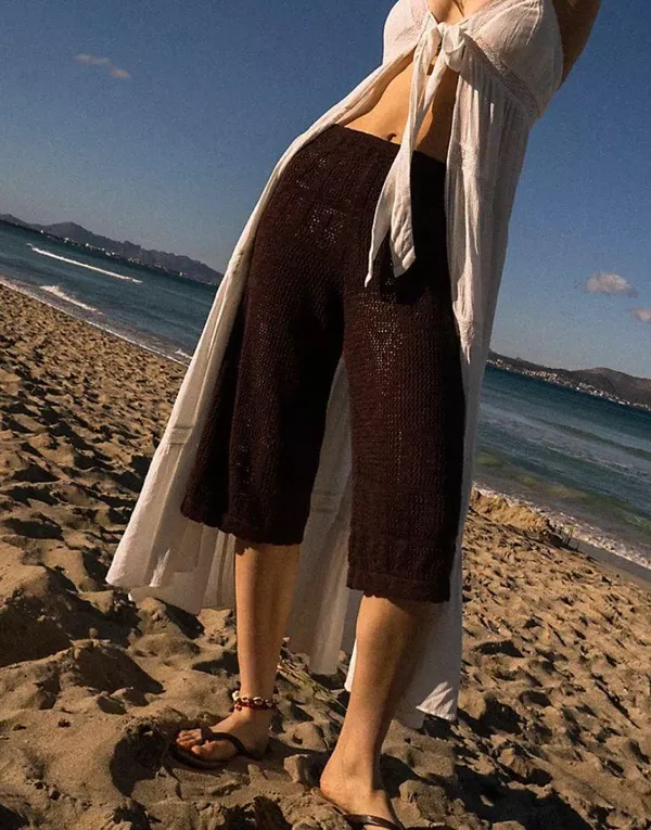Free People knit crochet capris in brown NEW - Image 5