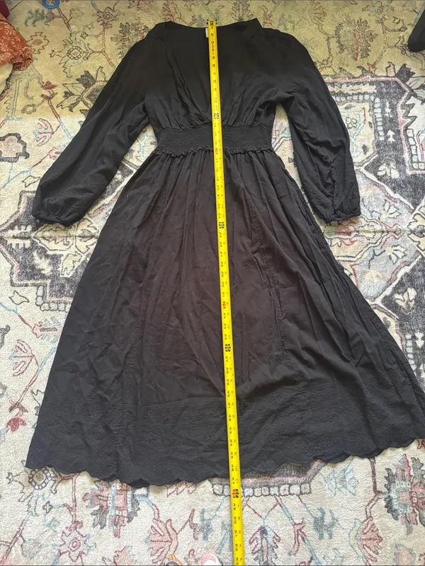 Classic Black Long-Sleeve Midi Dress - Image 2