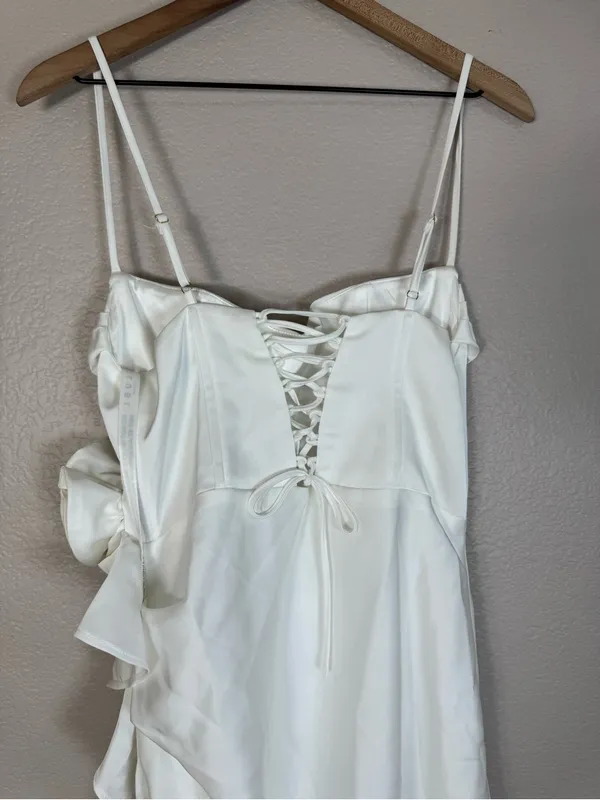 Club L London On The List White Asymmetrical Corset Midi Dress Floral Drape $145 - Image 12