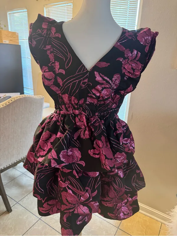 Gorgeous Buddy Love metallic black and pink ruffle homecoming cocktail dress - Image 2