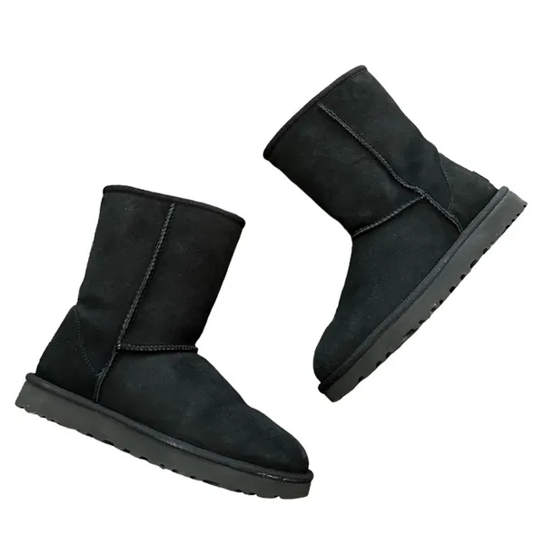 UGG Classic Short II Black Suede Shearling Winter Boots Size 7 - Image 2