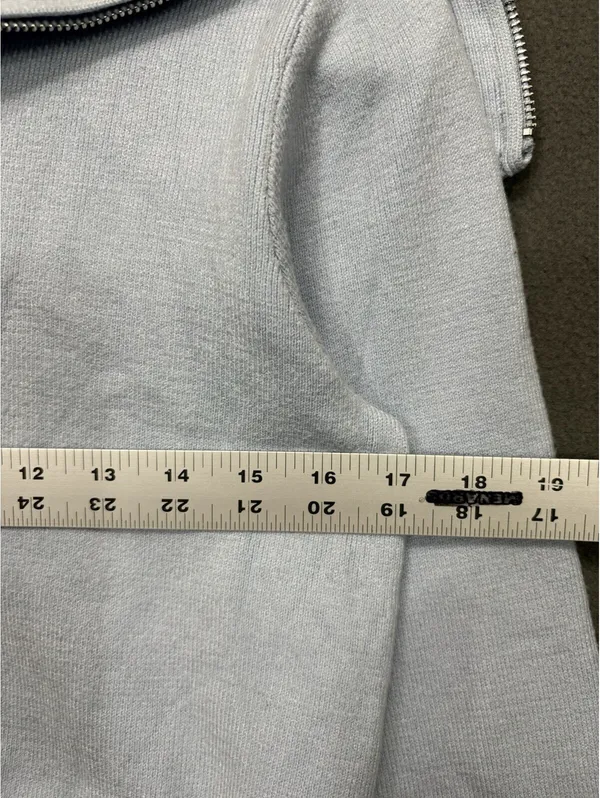 Magaschoni Size L Light Blue Zip Front Cardigan Sweater - Image 7