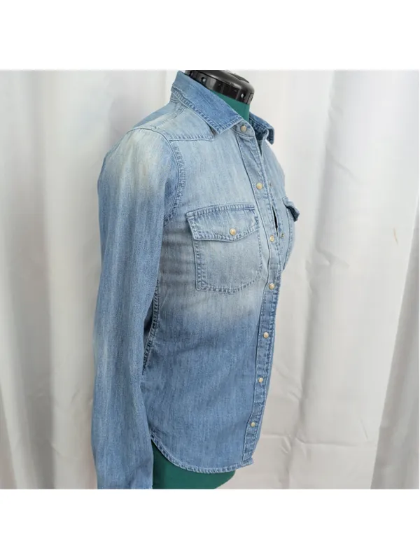 Abercrombie & Fitch Snap Button Denim Western Shirt XS - Image 4
