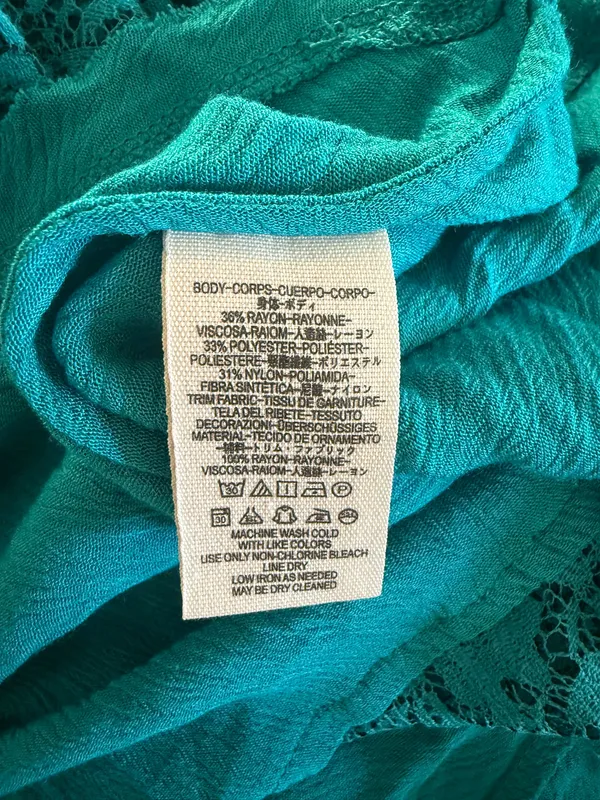 Free People NWOT Elegant Teal Lace High-Low Tunic - Image 7