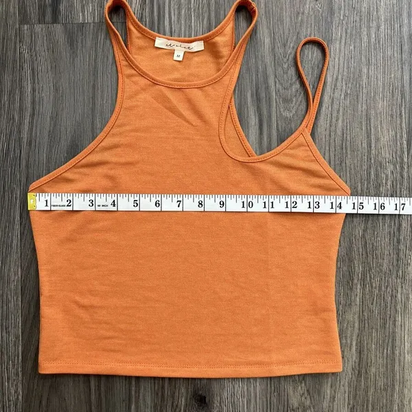 Et Clet Asymmetrical High Neck Sleeveless Orange Tank Top Size Medium - Image 2
