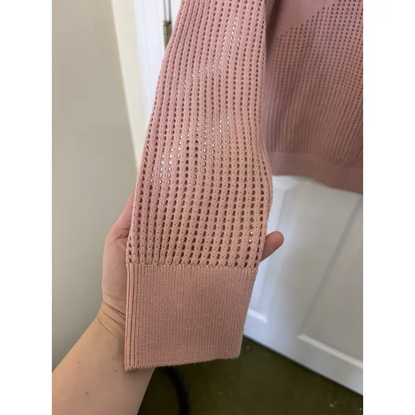 Abercrombie & Fitch Pink Crewneck Open Knit Beach Sweater L Minimal Comfy - Image 4