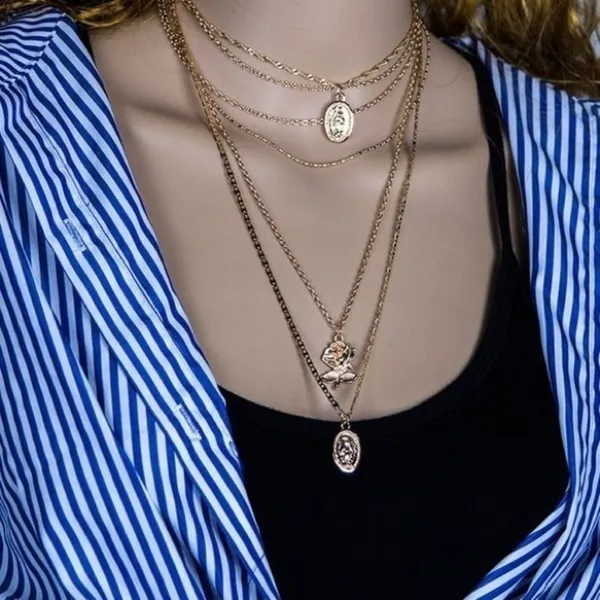 3/$30 💛 Multi Layered Charm Necklace Gold - Image 5