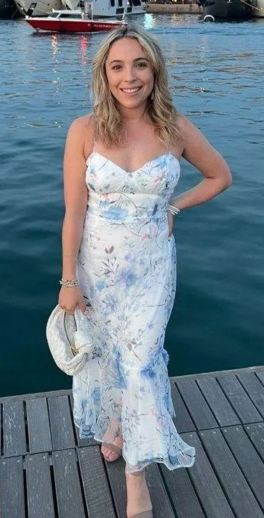 Beautiful Memories White Floral Print Trumpet Midi Dress - Size L - Image 6