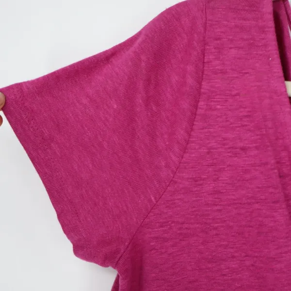 Maeve Anthropologie Women's Horizon‎ Linen Tee Size Small Pink Drape Neck Barbie - Image 5