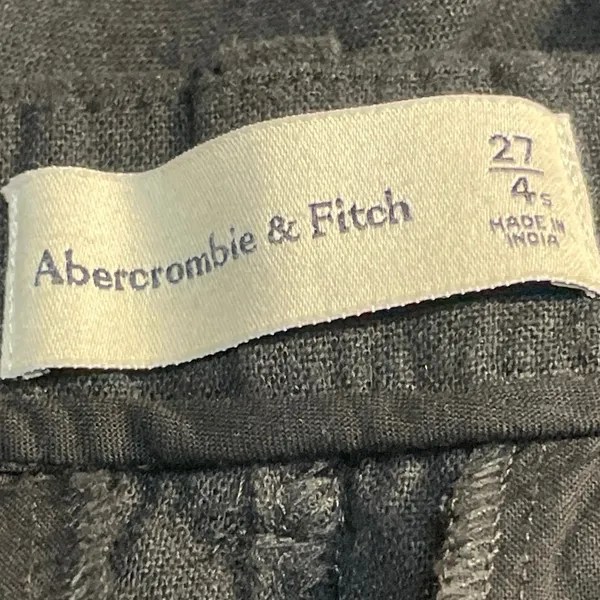 Abercrombie & Fitch Women's Dark Gray Linen Pleated Wide Leg Trouser Pants Sz 27 - Image 4