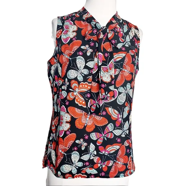 NWT Tommy Hilfiger butterfly print tie neck top‎ - Image 3
