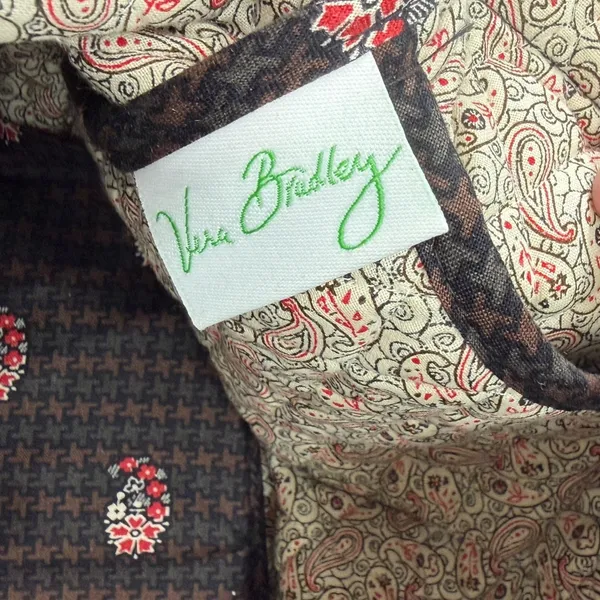 Vera Bradley Messenger Bag Brown Houndstooth Paisley‎ Quilted Laptop Crossbody - Image 8