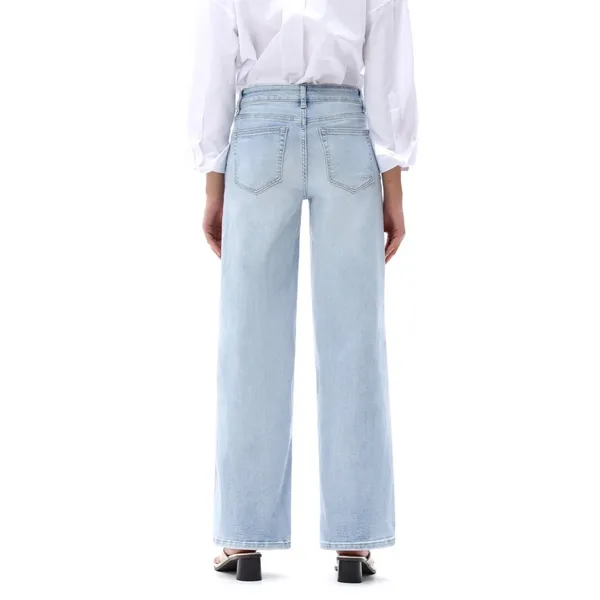 Oneso Los Angeles Mid Rise Wide Leg Jeans Light Wash Blue OSW8001 Size 24 - Image 2