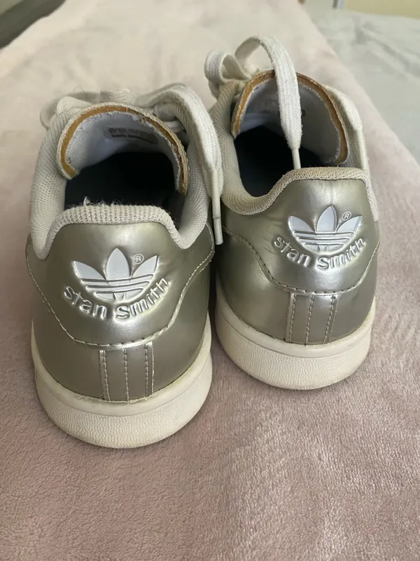 adidas Stan Smith Sneaker Silver Metallic Women Size 8.5 - Image 3