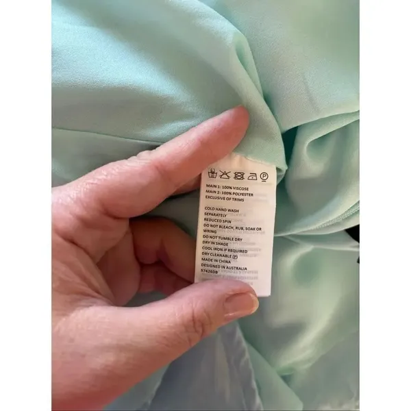 Bardot Astrid Midi Slip Dress Aqua Asymmetric Drape Neck Size M - Image 3