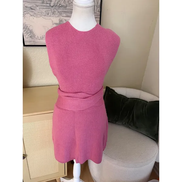 FREE PEOPLE BEACH‎ Pink Convertible Knot Dress Mini Size Small - Image 3