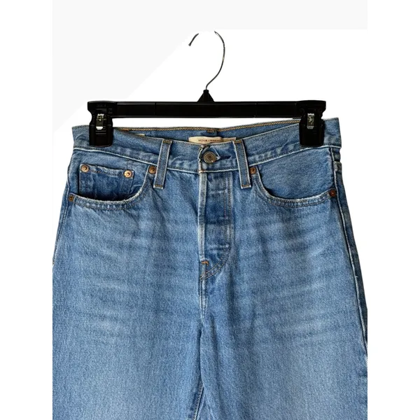 Levis Wedgie Straight Jeans Women 25 Blue Denim High Rise Button Fly Streetwear - Image 4