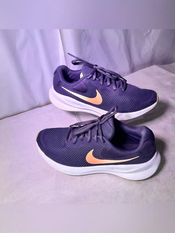 Nike Women's Athletic Sneakers - Purple with Pink Swoosh - Image 2