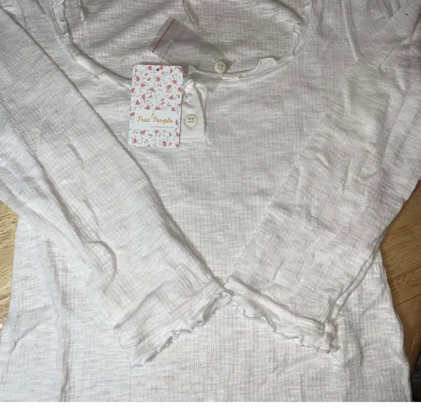Free People Women's Jaimie Henley Top White Size Small - Image 6