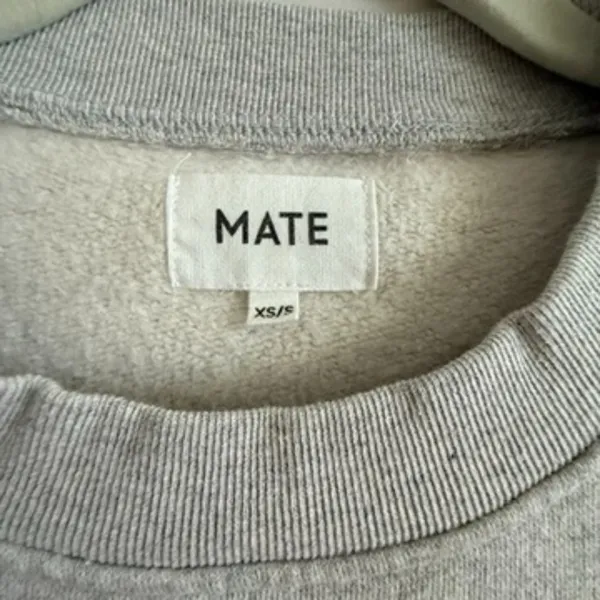 MATE the Label Womens Organic Fleece Oversized Sweatshirt Heather Grey XS/S NWT - Image 2