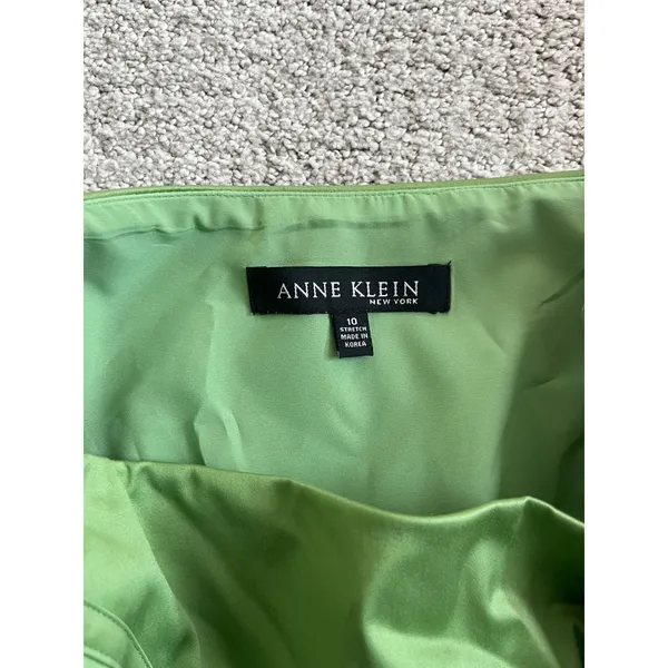 Anne Klein New York Pencil Skirt 10‎ Lime Green Paneled Stretch Office Y2K - Image 3
