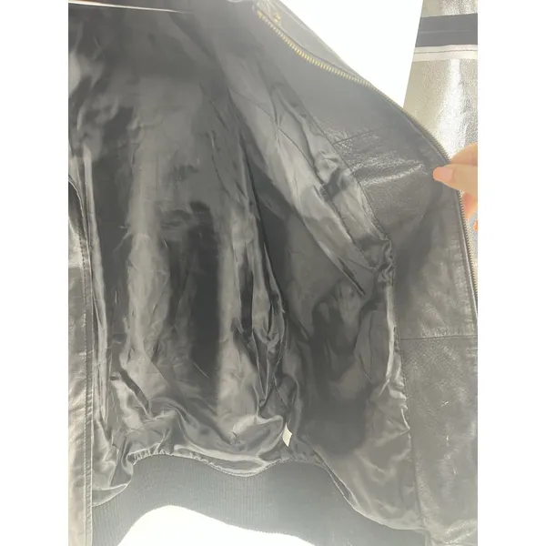 Roaman's Black Leather Bomber Jacket Full Zip Pocket Lined Size‎ 14W - Image 10