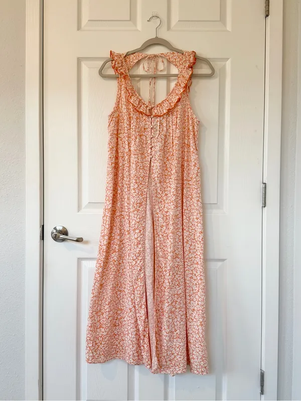 Anthropologie Sleeveless Ruffle Nap Dress in Orange Cottagecore Floral - Image 3