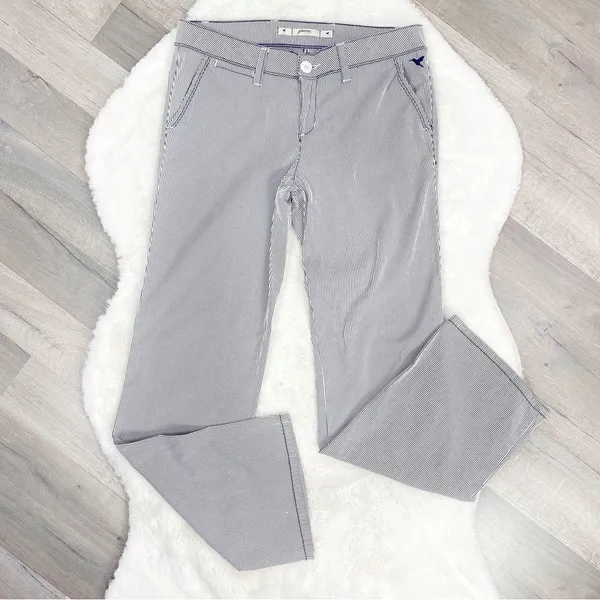 Grane Y2K Seersucker Stripe Low Rise Wide Leg Trouser Pants Blue White Juniors‎ - Image 2