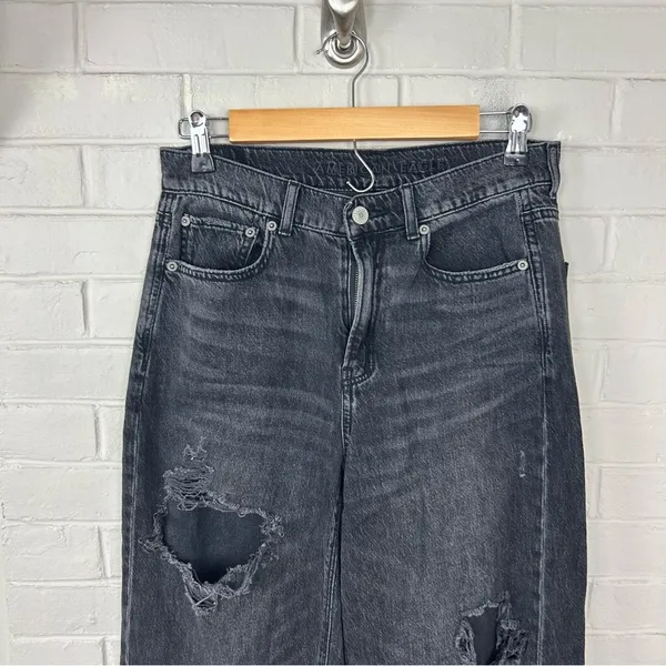 American Eagle Black Washed Denim Skater Jeans Size 4 Long - Image 5