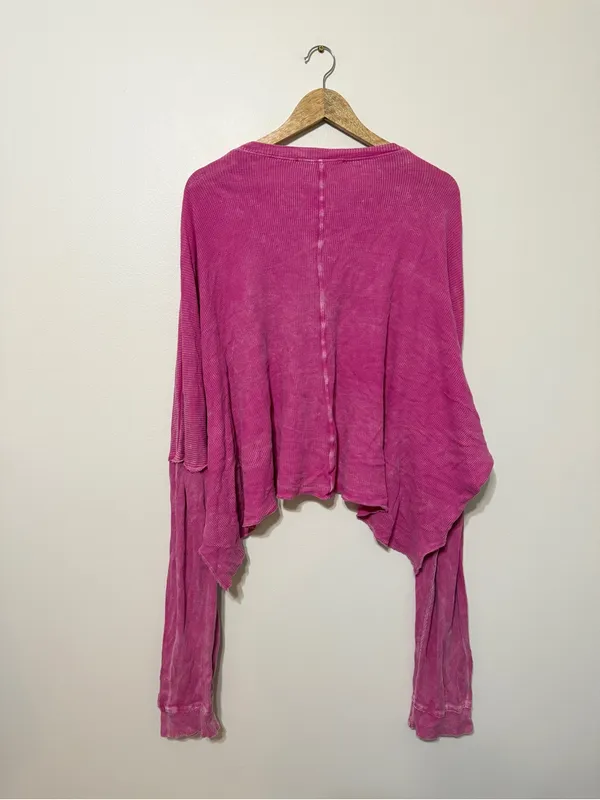 Altar’d State Pink Oversized Long Sleeve Acid Wash Size XL Ribbed Shirt Cotton - Image 7