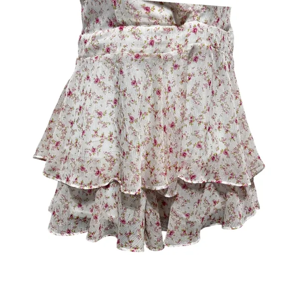 Alter'd State Women Babydoll Cottage Romper‎ M Ivory Pink Floral Ruffle Romantic - Image 4