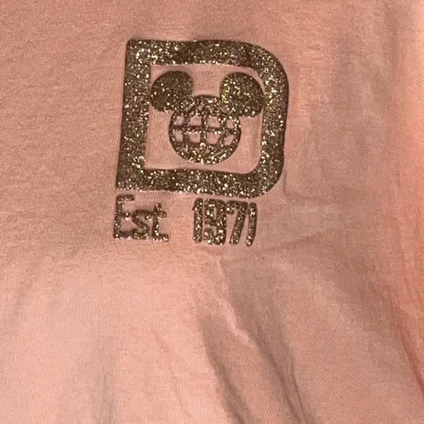 Walt Disney World Spirit Jersey Peach w/ Gold Glitter Long Sleeve - Image 2