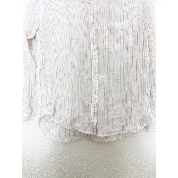 Rails Charli Shirt Size XS Oahu Stripe Metallic Linen Lightweight Button Down - Image 10