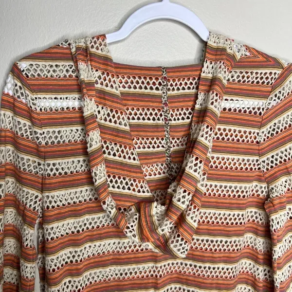 We The‎ Free Women's Striped Crochet V-Neck Top Festival Size S - Image 4