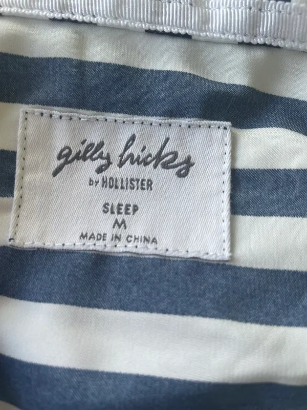 Gilly Hicks Satin Pajama Top Blue White Stripes Size Medium - Image 7