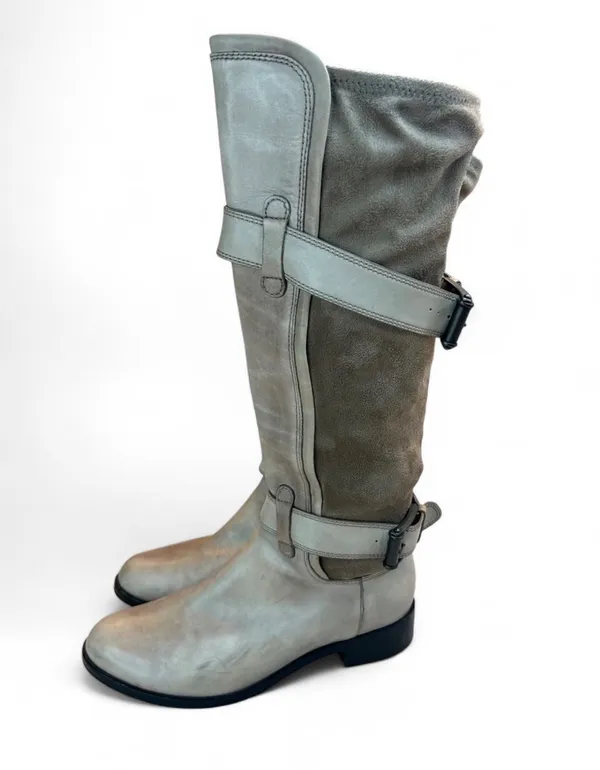 Cole Haan Air Avalon Leather Suede Knee High Boots Women’s 8.5 Gray Buckle Ridi - Image 2