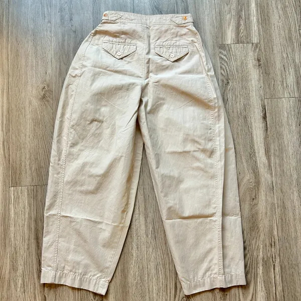 Anthropologie Maeve High Rise Utility Barrel Trouser Pants in Khaki Tan Size 0 - Image 10