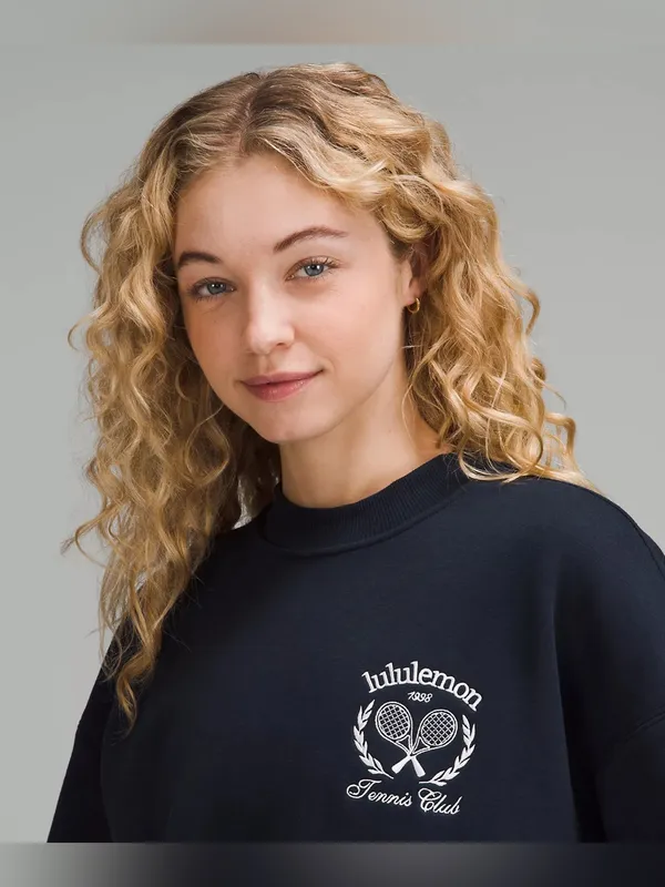 Lululemon Heavyweight Fleece Pullover Tennis Club Navy Blue Sweatshirt Oversized - Image 3