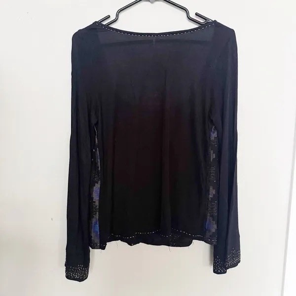 NWT Free People Beaded Black Boho Top size Medium - Image 6