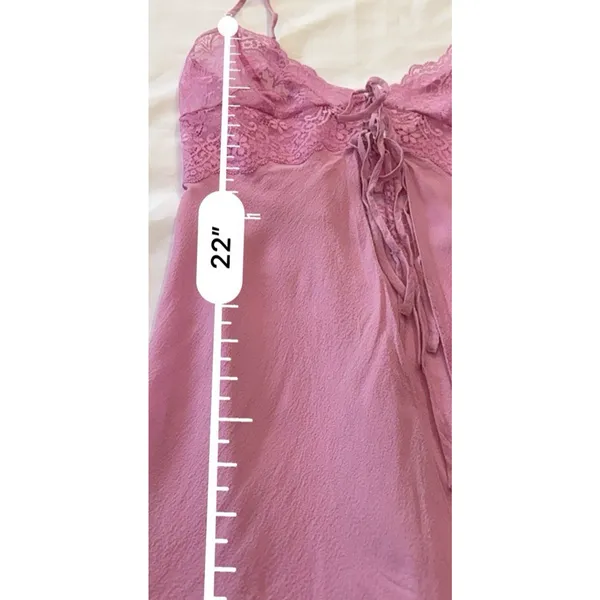 Victoria's Secret Lace Trim Camisole Nightgown Pink Silk Y2K Vintage XS - Image 10