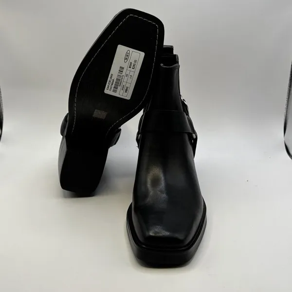 Sam Edelman Bellamie‎ Leather Ankle Bootie Womens 6 Pull On Square Toe Black - Image 7