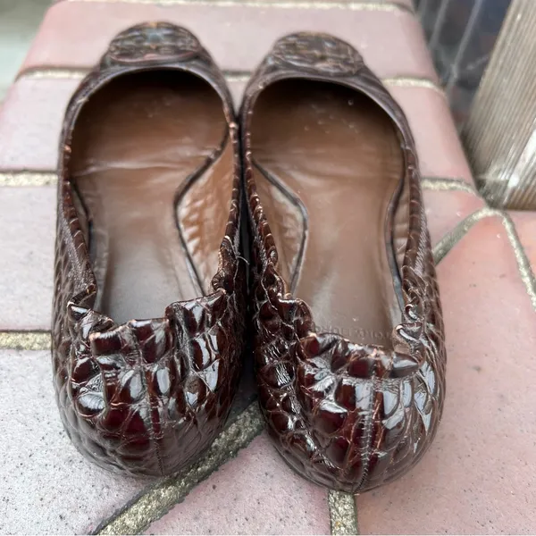 Tory Burch Briwn Patent Leather‎ Flat size 8.5 - Image 5