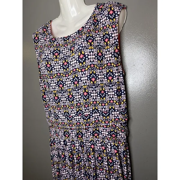 Le Lis Dress Womens Large Blue Floral Scoop Neck Jersey Maxi Sundress Casual - Image 5