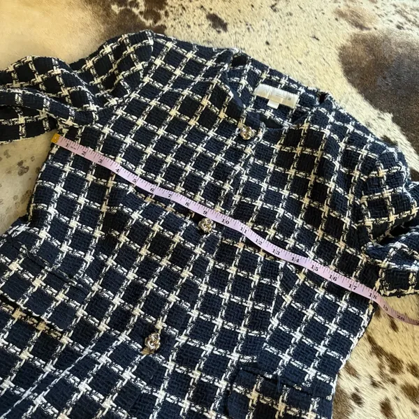ZARA Tweed Preppy Knot Button Blazer Jacket‎ Size Large - Image 8