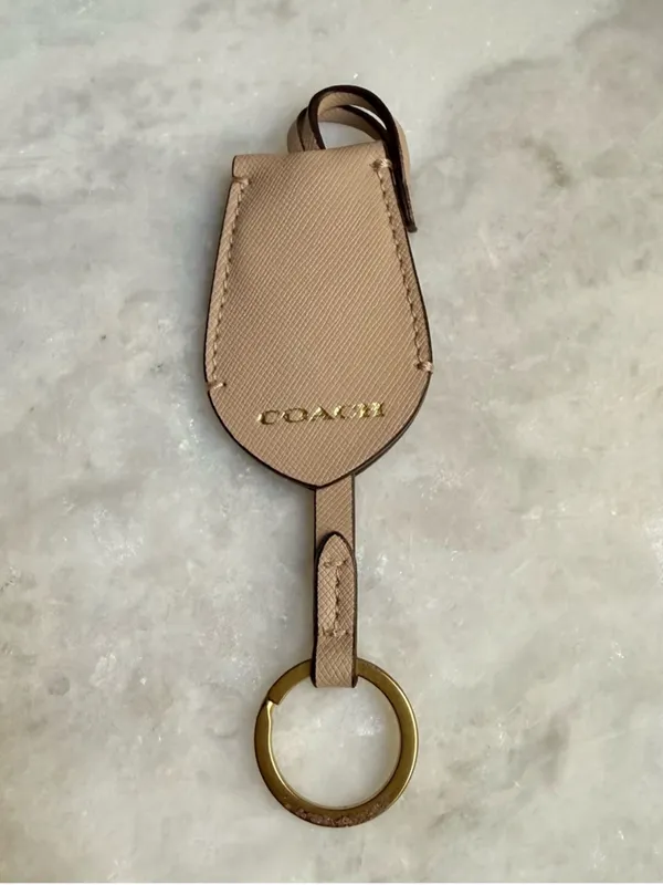 Coach Leather Hidden Keyring Pouch Charm / Key Fob (Beige/Tan) - Image 2