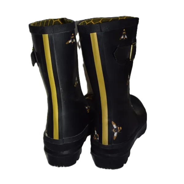 Joules Molly Rain‎ Boots Womens Size 7 Black Bumble Bee Print Mid Wellies Good - Image 7