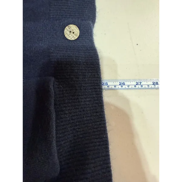 Cardigan Sweater Women Medium Navy Blue Teddy Bear‎ Embroidered Cozy - Image 8