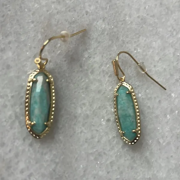 Kendra Scott Emma 14K Gold Over Brass Amazonite drop turquoise Earrings New OS - Image 5